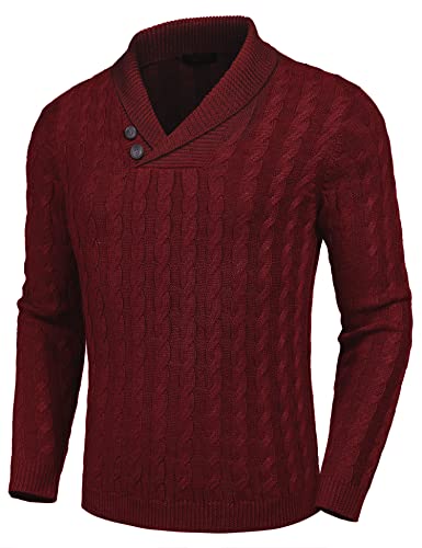 トップス MANOF SHAWL COLLAR PULL OVER TOPS COOFANDY Men's Shawl Collar Pullover Sweater Slim Fit Casual